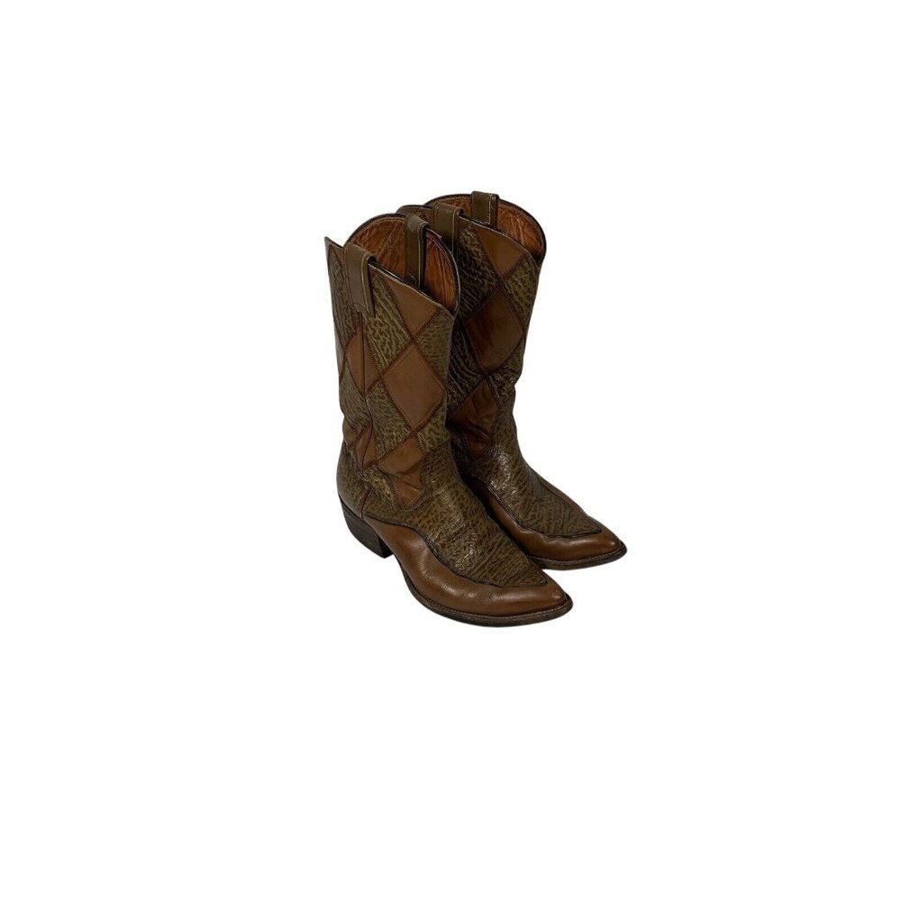 Nocoma Men's Diamond Western Boots Vintage Leather Pointed Toe 9D 87228